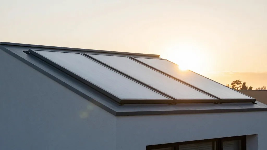 Sunrise over a modern house with energy-efficient skylights