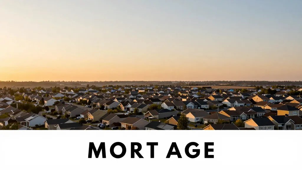 Distant view of a suburban housing estate at sunset, guarrantor-mortgage concept in focus