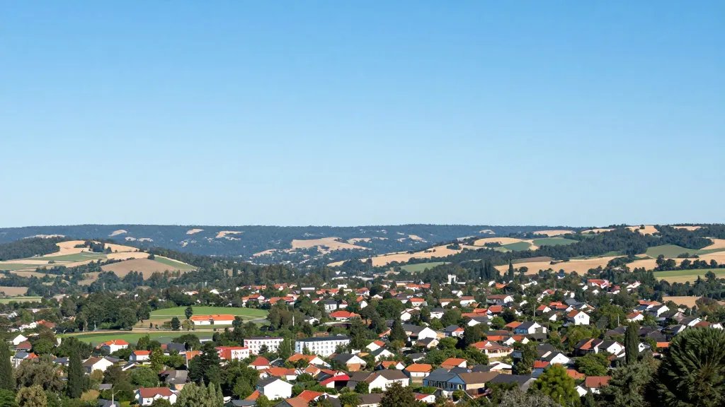 Expansive horizon over diverse property types in a valley town