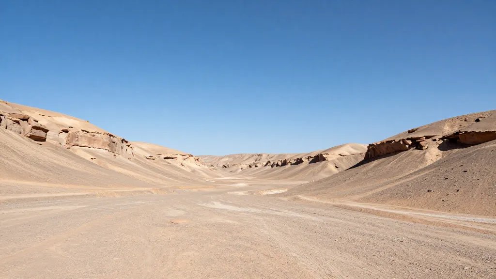 distant landscape of serene desert canyon under clear blue sky