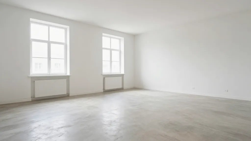 Wide-angle distant shot of a bright skylit bedroom loft interior