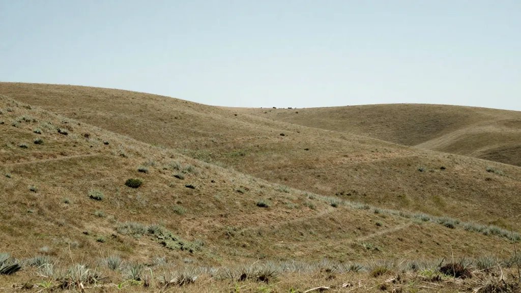Wide-angle look at a rolling hillside with subtle, low-maintenance plantings against a clean horizon