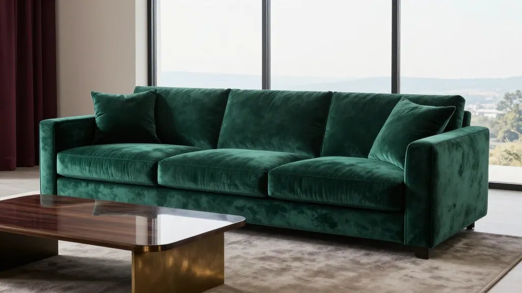 Green Velvet Sofa Luxury Living Room Interiors