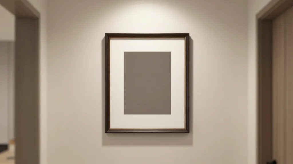 Centered view of a single Gallery Wall Frame Styling product on an indoor hallway wall, softly lit, with neutral tones and a single elegant frame detail in focus