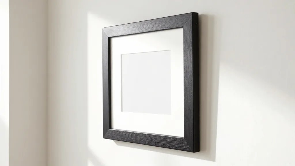 Close-up of one Gallery Wall Frame Styling product mounted in a sunlit entryway, clean background, emphasizing frame texture and mounting hardware