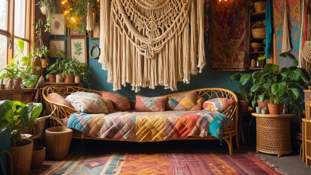 Cozy room Blankets cushions and rugs