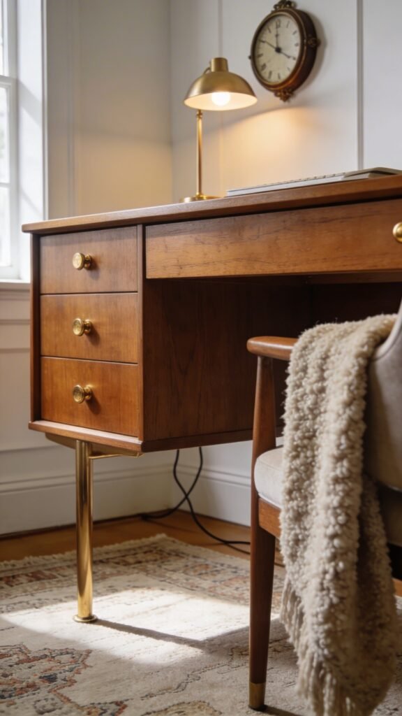 Warm Vintage Modern Den Office