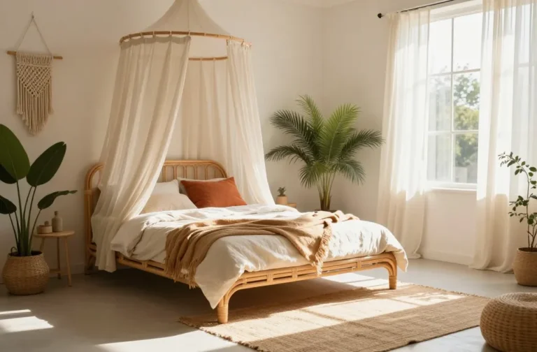 9 Bohemian Bedroom Ideas Featuring Rattan Beds: Sunlit Chic