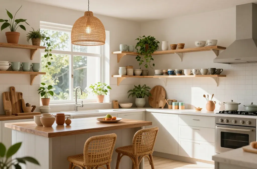 10 Bohemian Kitchen Ideas with Open Shelving to Inspire