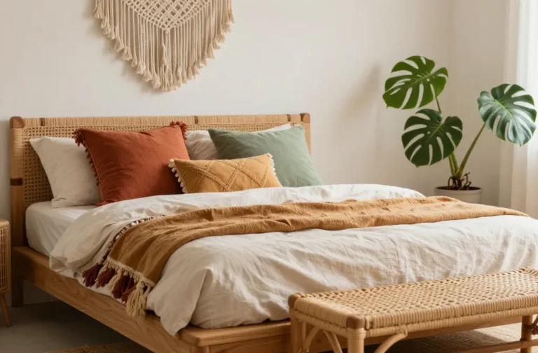 15 Bohemian Bedroom Decor Ideas Featuring Layered Pillows: Cozy Chic